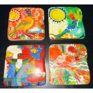 Retired Jessica Swift Clay Tile Bird Coasters